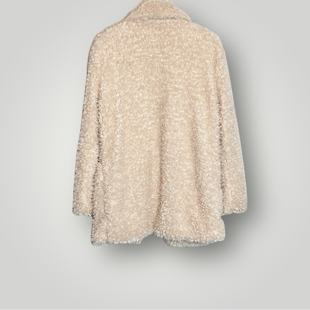 Molly Green Teddy Bear Coat Size Medium Pockets Open Sherpa Soft Cream - Picture 6 of 10